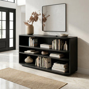 Minimal Natural Wood Console Table For Living Room Storage
