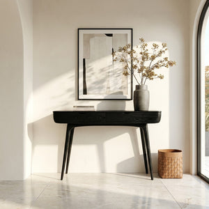 Mid Century Natural Wood Console Table For Hallway Decor