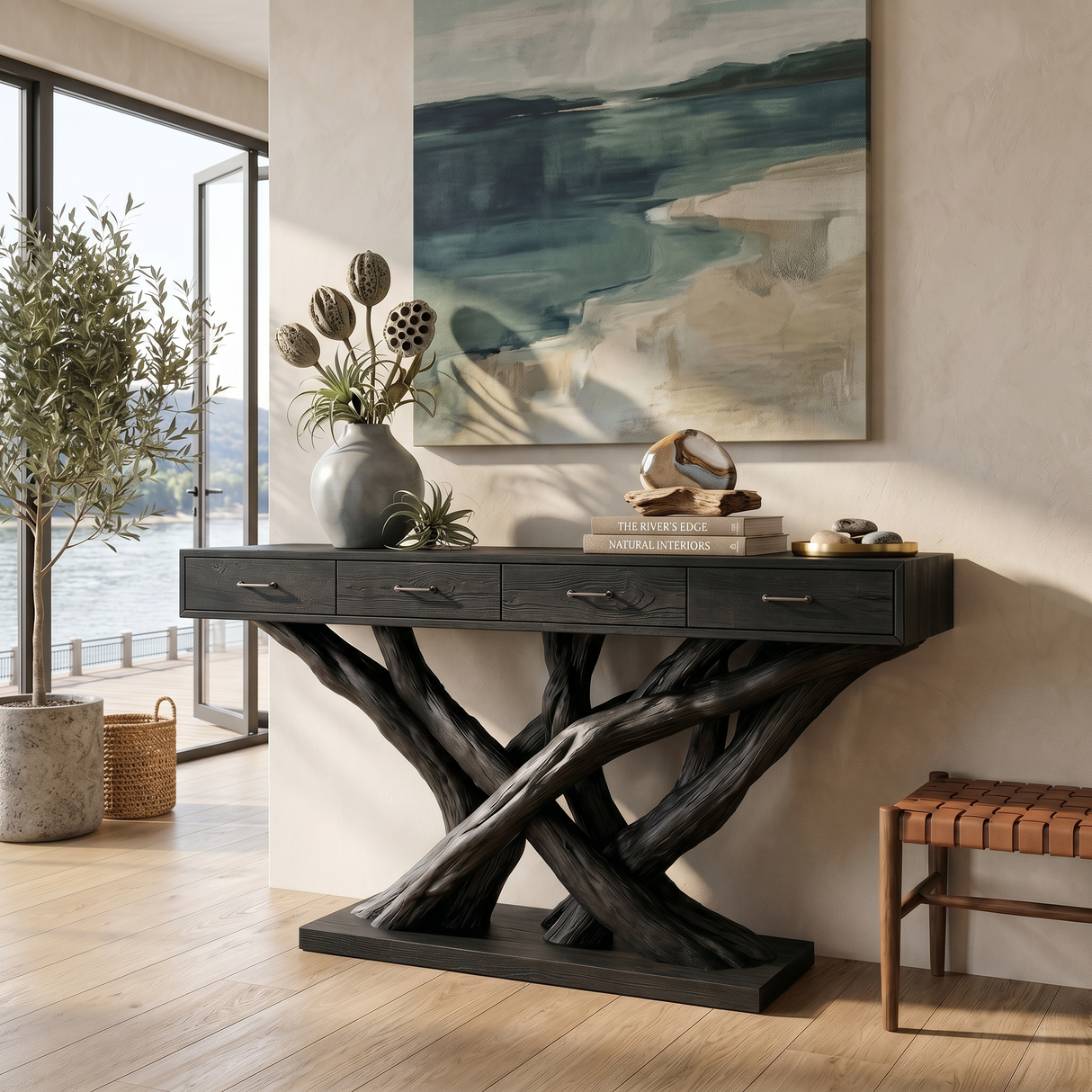 Organic Modern Twisted Root Console Table Luxury Entryway