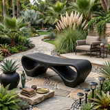 Modern Sculptural Outdoor Bench With Curved Design For Garden