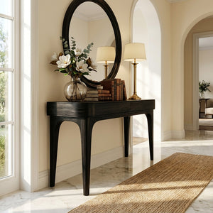 Minimalist Sculptural Wood Console Table For Modern Entryway