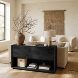 Minimal Wood Console Table With Multi Drawer For Entry Space