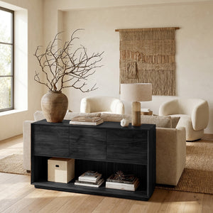 Minimal Wood Console Table With Multi Drawer For Entry Space