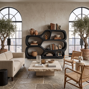 Artistic Curved Bookshelf For Living Room Styling