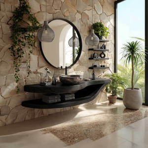 Luxury Open Shelf Vanity Cabinet Resort Suite
