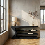 Artistic Natural Wood Console Table For Minimal Entry Interior