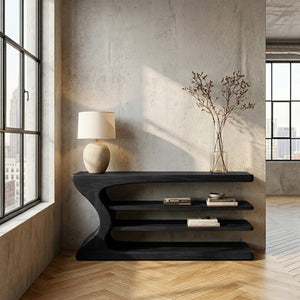 Artistic Natural Wood Console Table For Minimal Entry Interior