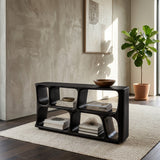 Minimalist Sculptural Wood Console Table For Living Room