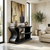 Organic Sculptural Wooden Console Table For Cozy Living Room