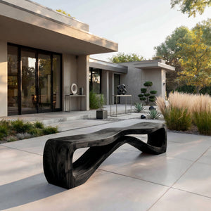 Organic Sculptural Natural Wood Outdoor Bench For Garden Patio