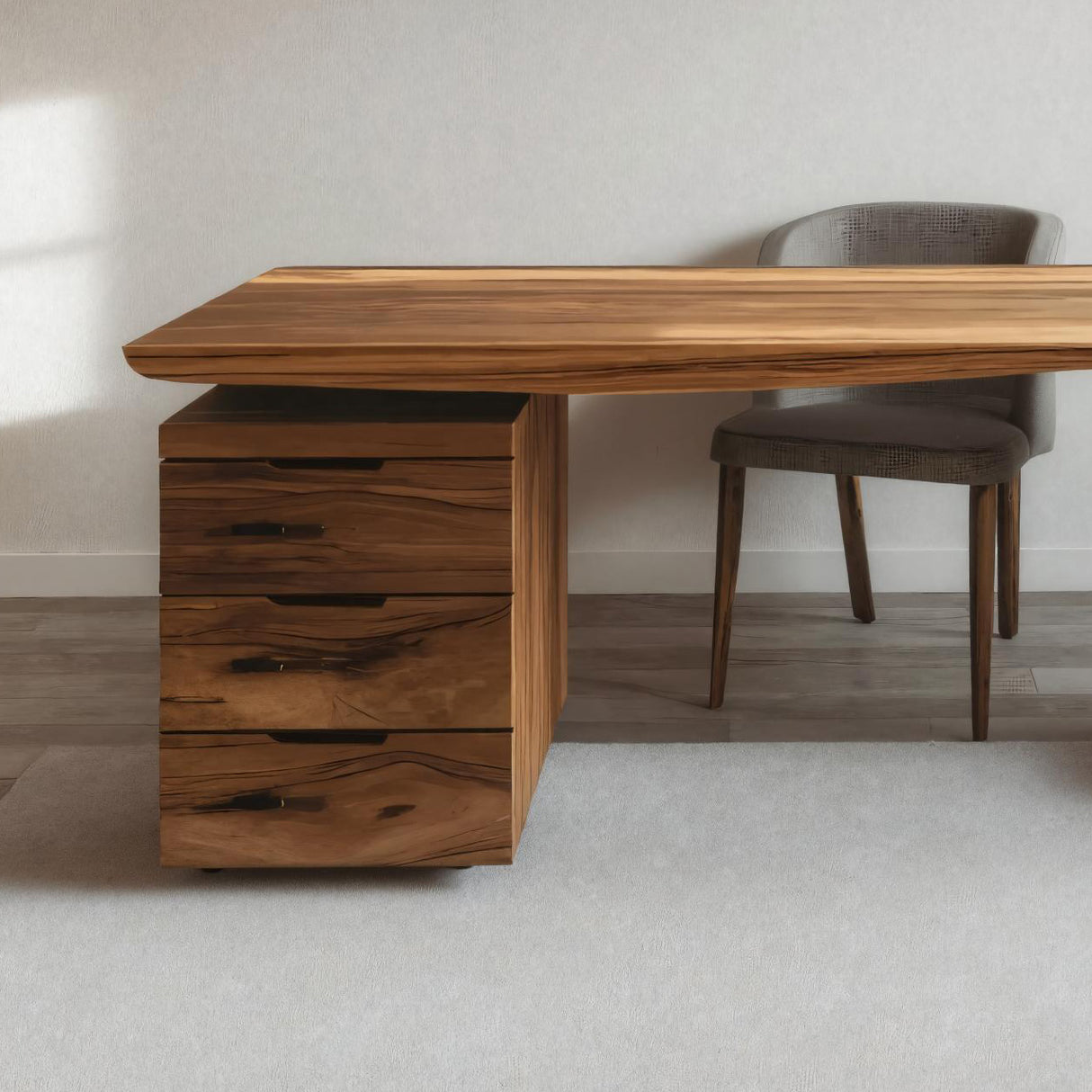 Modern Carved Desk Curved Leg With Drawer Cabinet For Workspace