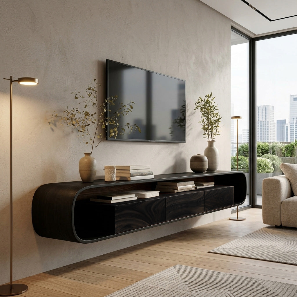 Organic Modern Floating TV Console For Living Room