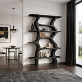 Modern Bookcase With Curved Open Shelf For Living Room