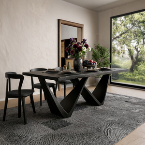 Farmhouse Wooden Dining Table With Statement Base For Interior