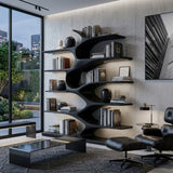 Modern Sculptural Bookshelf With Organic Design For Living Room