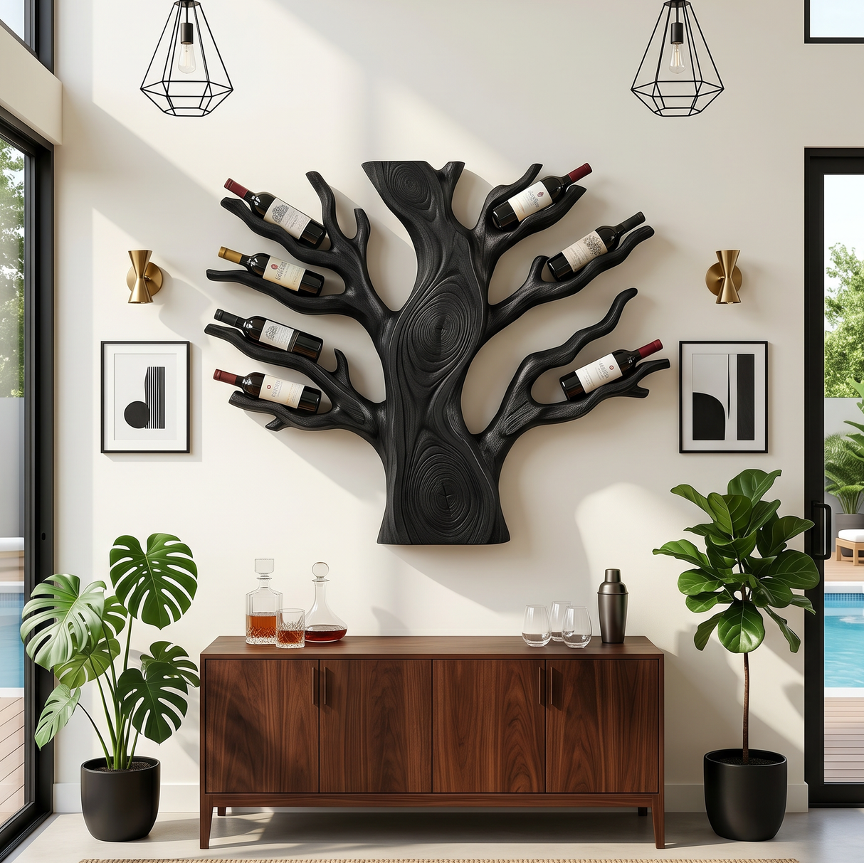 Coastal Floating Wine Rack For Living Room