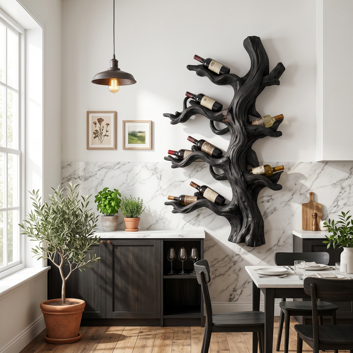 Handcrafted Farmhouse Wall Wine Rack For Dining Room