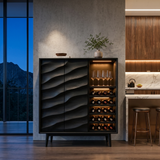 Modern Wine Cabinet With Wave Carved Doors For Kitchen Area