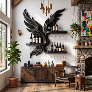 Mid Century Wine Display Rack For Dining Space