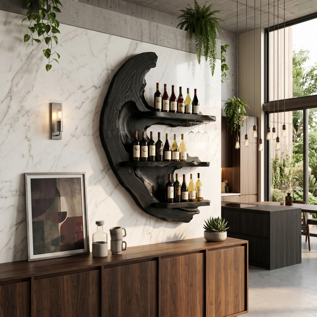 Handcrafted Farmhouse Wine Display Rack For Dining Area