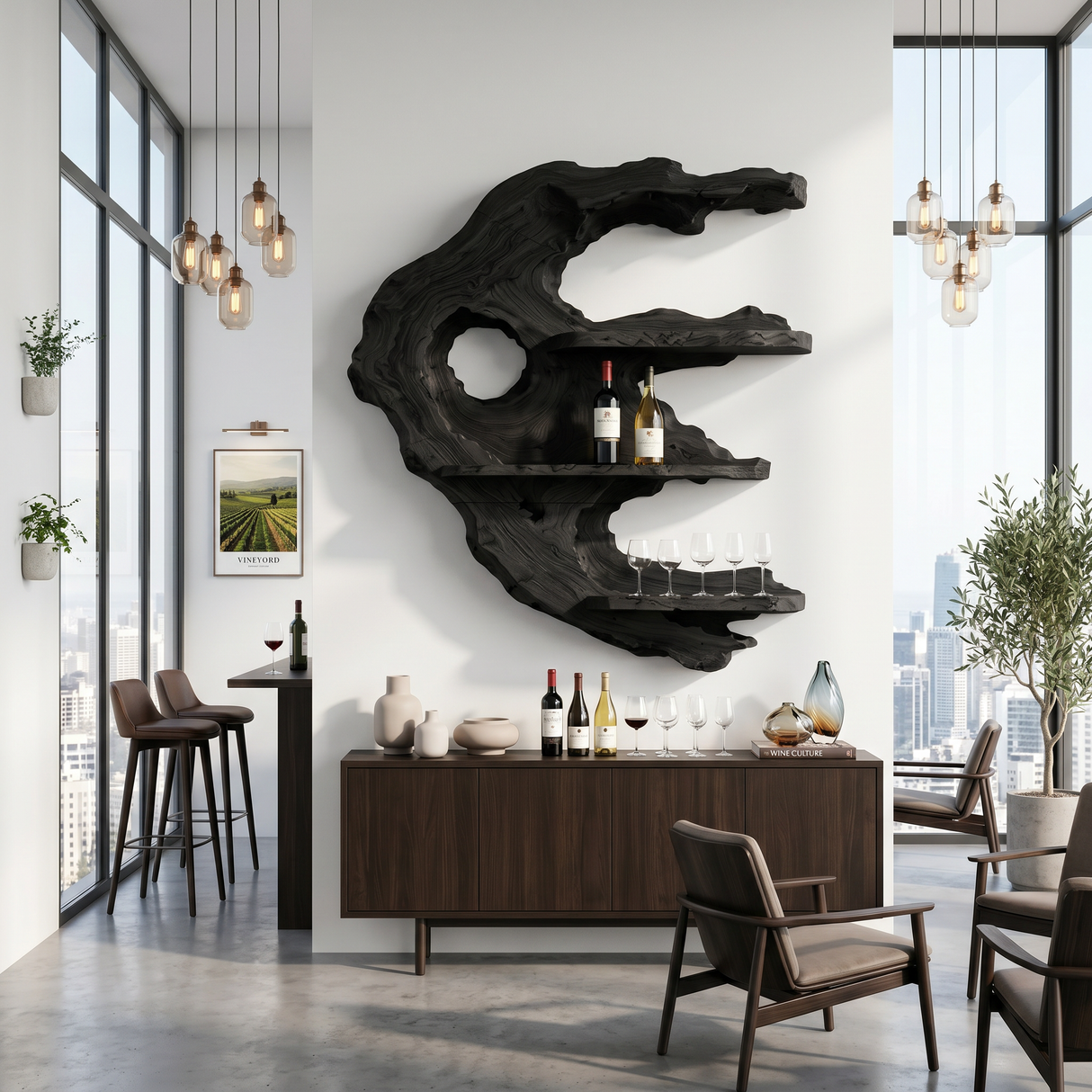 Handcrafted Minimalist Wall Mounted Wine Rack For Home