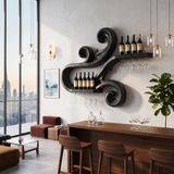 Handcrafted Scandinavian Wine Display Rack For Living Room