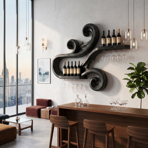 Handcrafted Scandinavian Wine Display Rack For Living Room