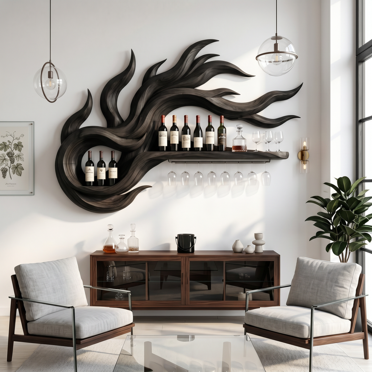 Handcrafted Modern Wine Rack Wall Mounted For Kitchen