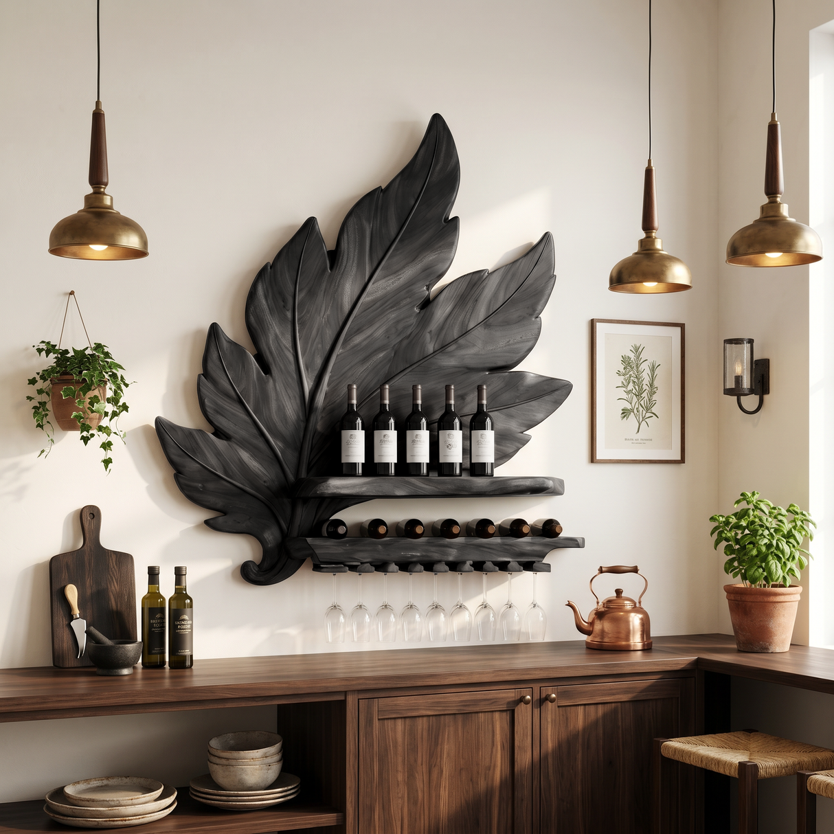Handcrafted Industrial Wine Display Rack For Dining Room