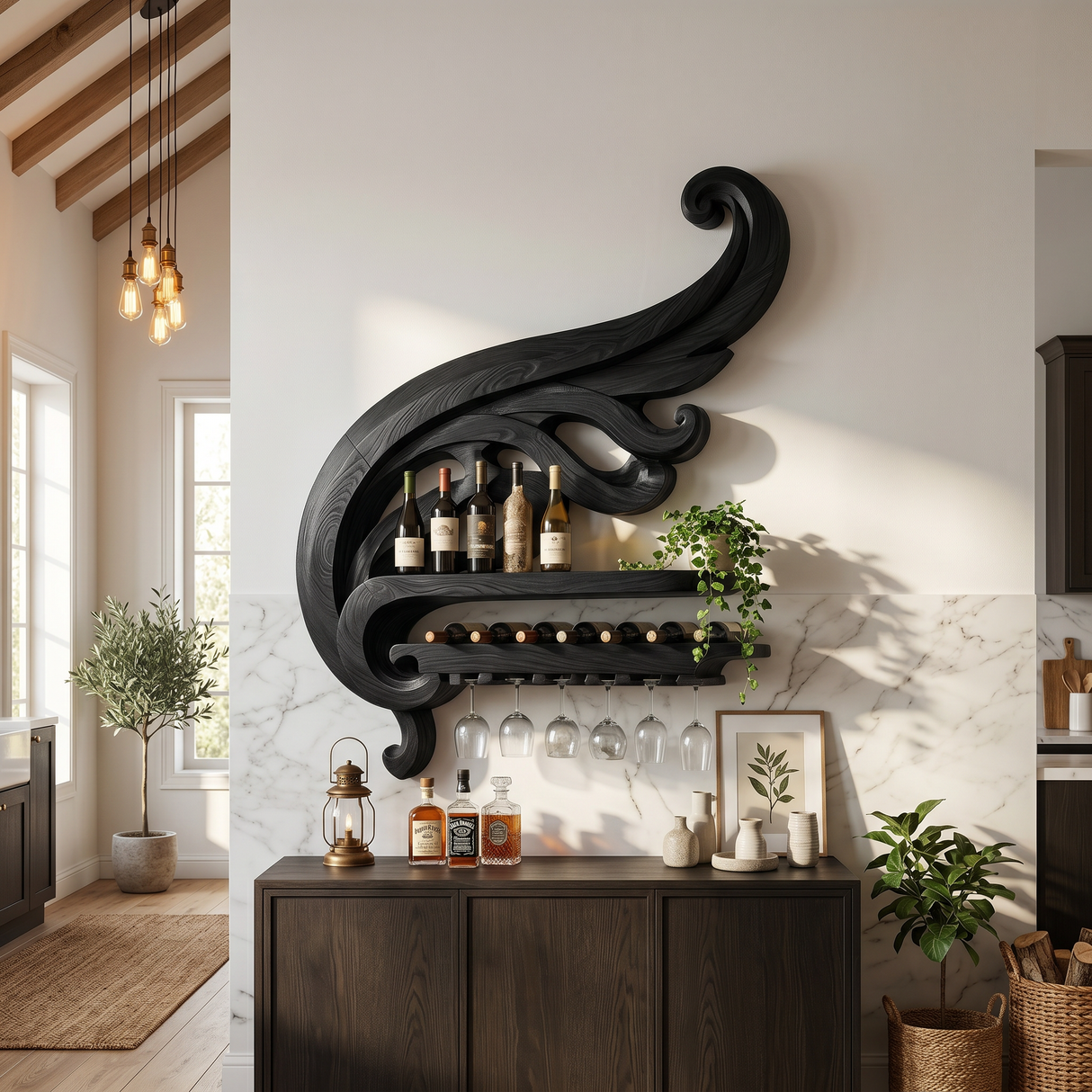 Farmhouse Wine Bottle Holder For Kitchen