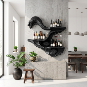 Farmhouse Wall Mounted Wine Rack For Kitchen