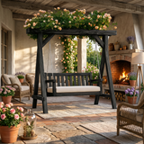 Elegant Wooden Swing With Planter Frame