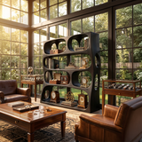 Farmhouse Sculptural Bookshelf Storage Organizer For Home Office