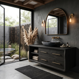 Scandinavian Floating Vanity With Open Shelf For Apartment