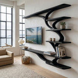 Modern Wood Wall Mounted TV Shelf For Home Style