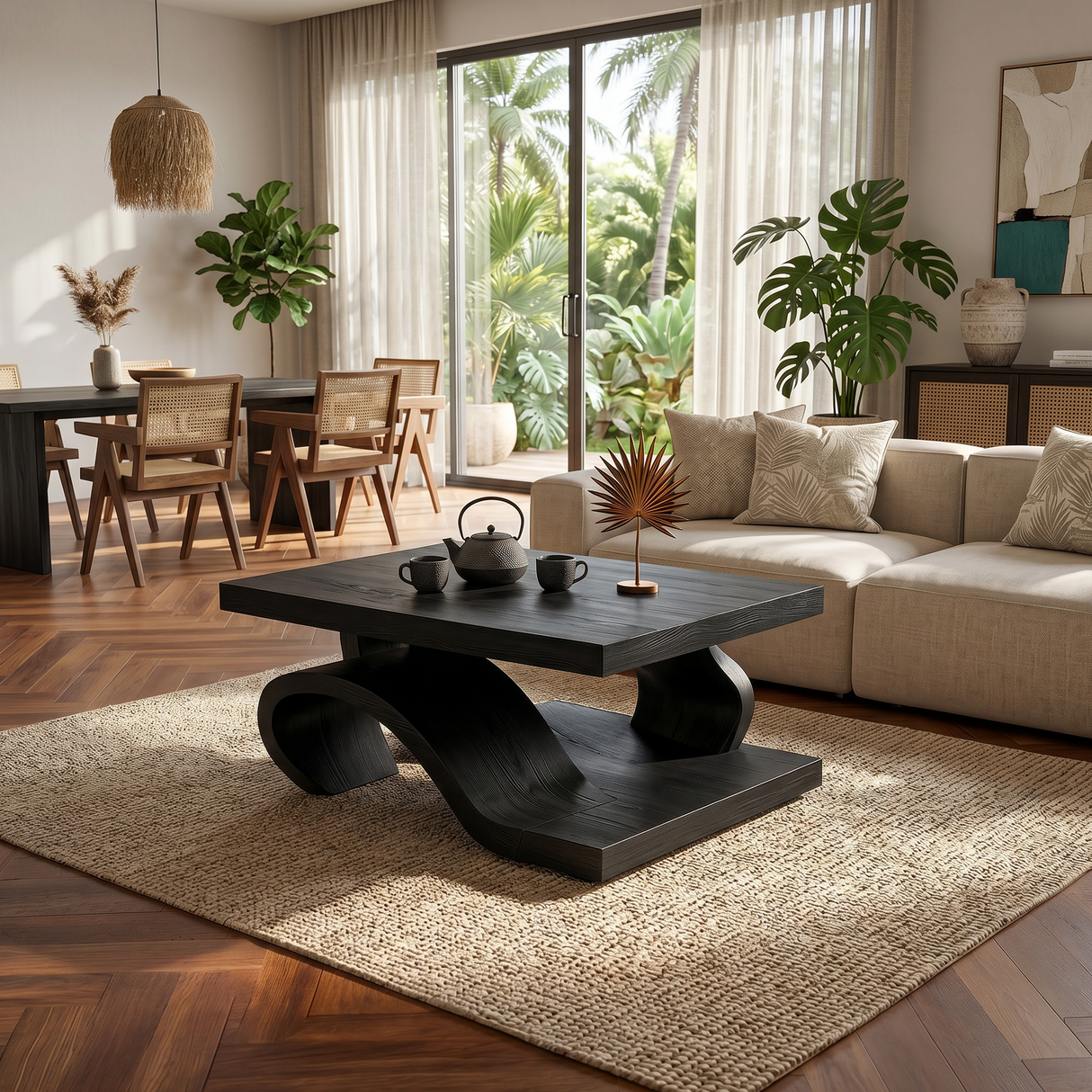 Organic Wood Coffee Table For Modern Lounge