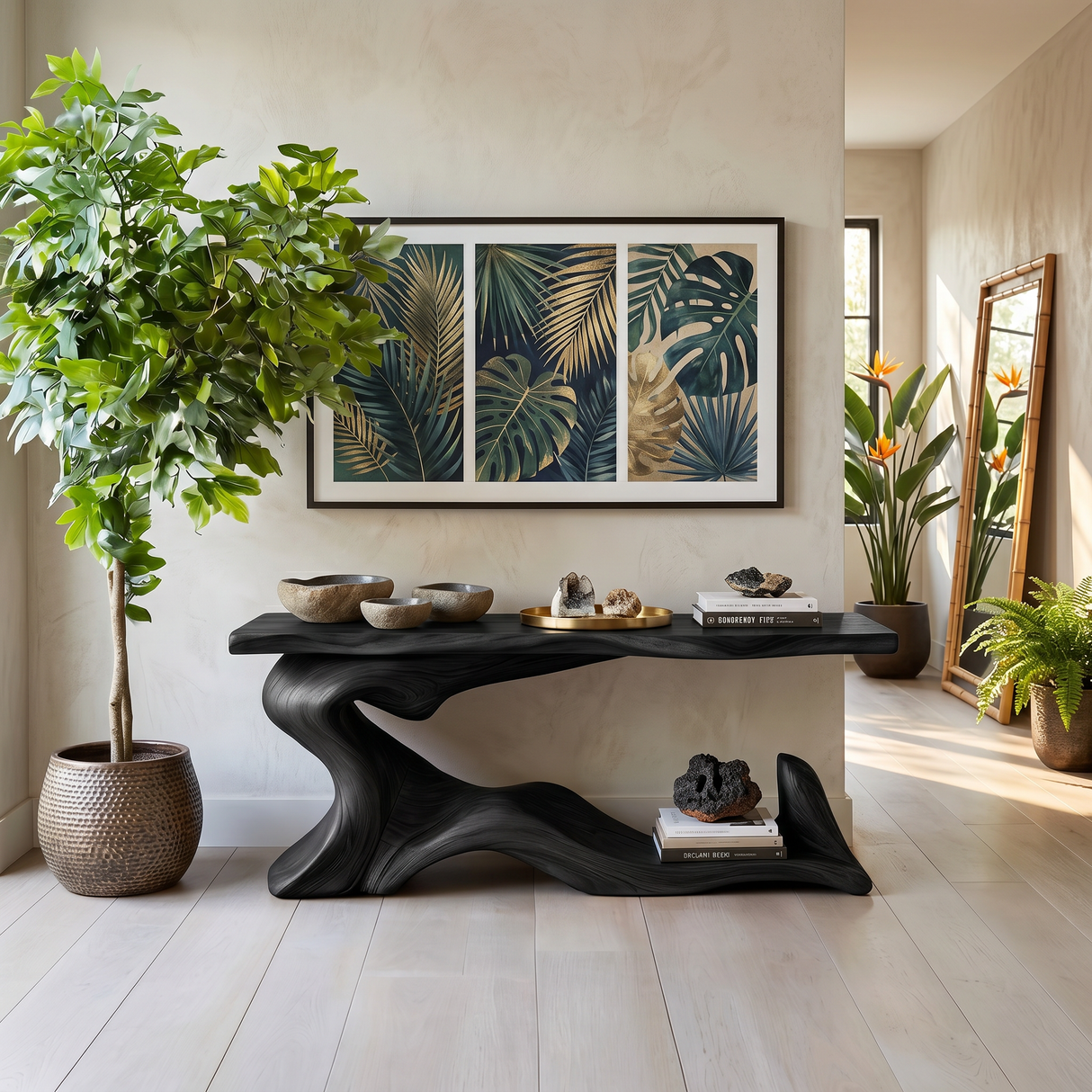 Rustic Live Edge Desk Entryway Design