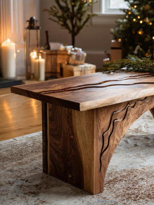 Rectangular Coffee Table With Arched Base For Holiday Decor