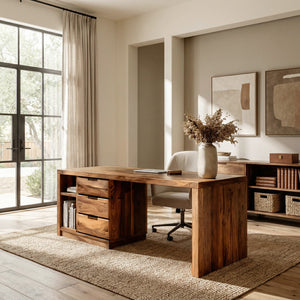 Minimalist Wooden Desk With Storage For Home Office