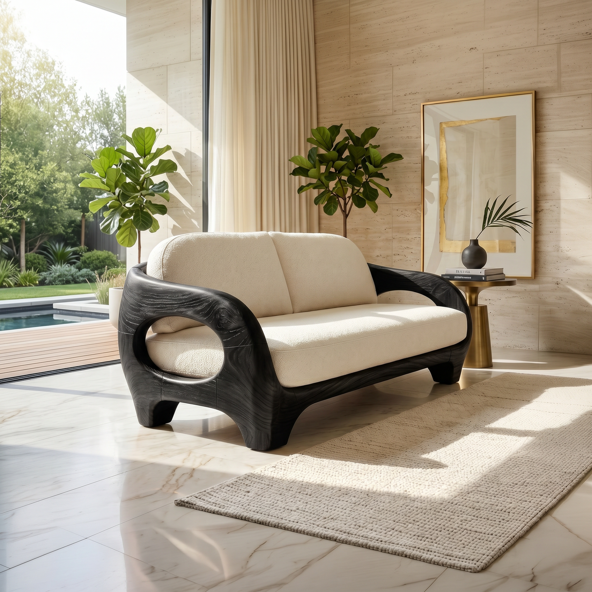 Sculptural Organic Wood Sofa For Contemporary Villa Lounge