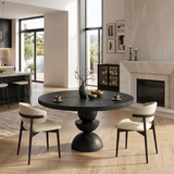 Modern Round Dining Table With Geometric Base For Kitchen And Dining Room