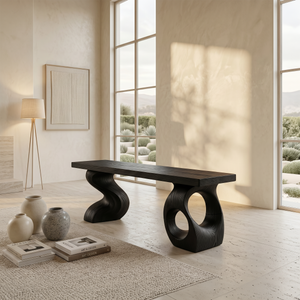 Modern Sculptural Twisted Base Bench For Living Interior Space