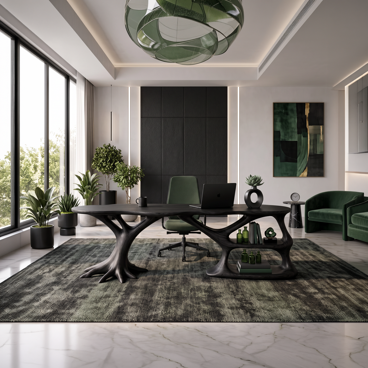 Contemporary Sculptural Storage Desk Home Office Studio