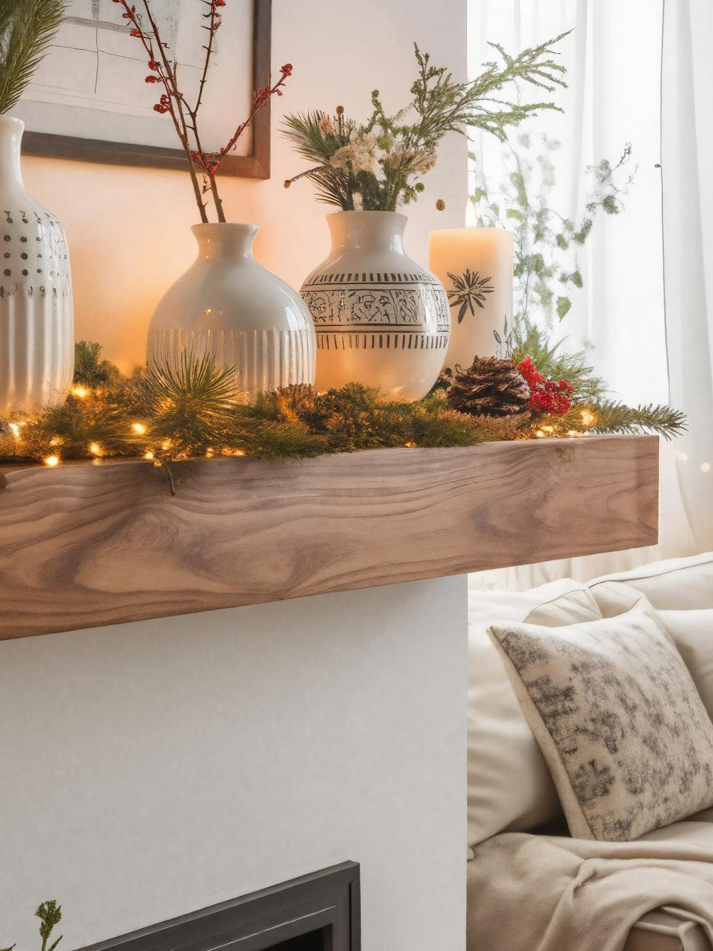 Rustic Fireplace Mantel Shelf For Living Room Or Holiday