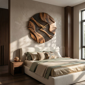 Organic Sculptural Wooden Wall Clock For Living Room
