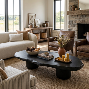 Wooden Coffee Table With Live Edge For Modern Living Room