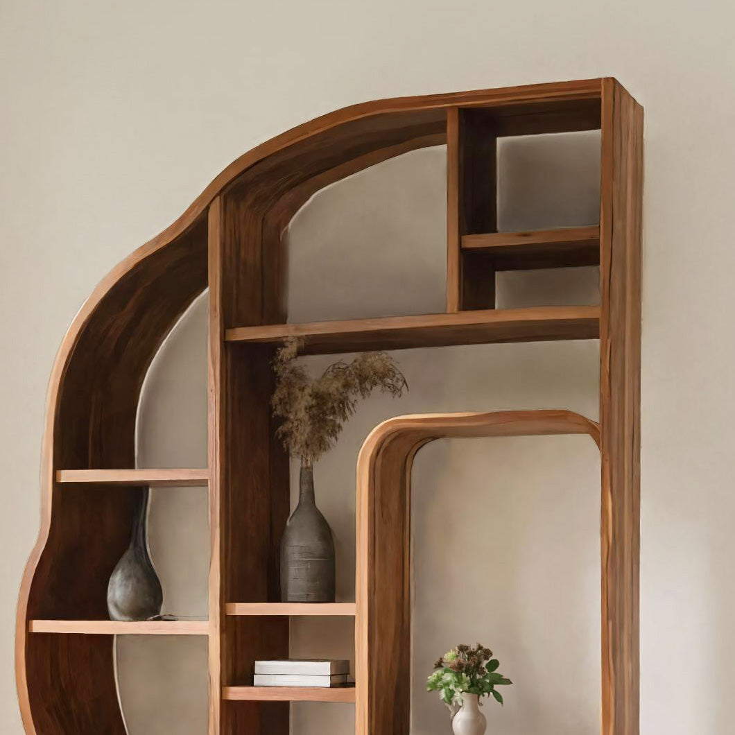 Minimalist Organic Bookshelf With Drawers For Home Decor