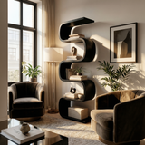 Rustic Farmhouse Wavy Bookshelf Bedroom Corner Display