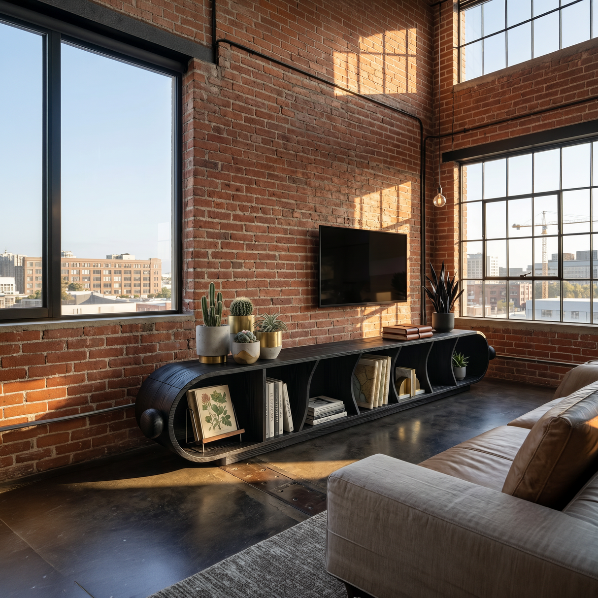 Contemporary Sculptural TV Stand For Penthouse Living Room