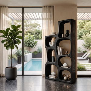 Organic Sculptural Wooden Bookshelf For Modern Living Room